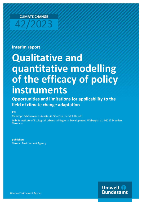 Cover des Berichts "Qualitative and quantitative modelling of the efficacy of policy instruments"