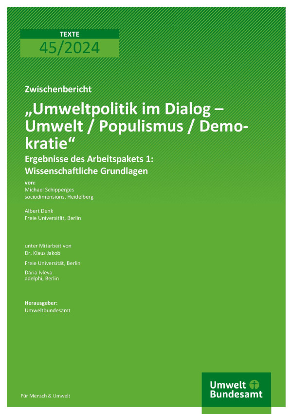 Cover des Berichts "Umweltpolitik im Dialog: Umwelt / Populismus / Demokratie"
