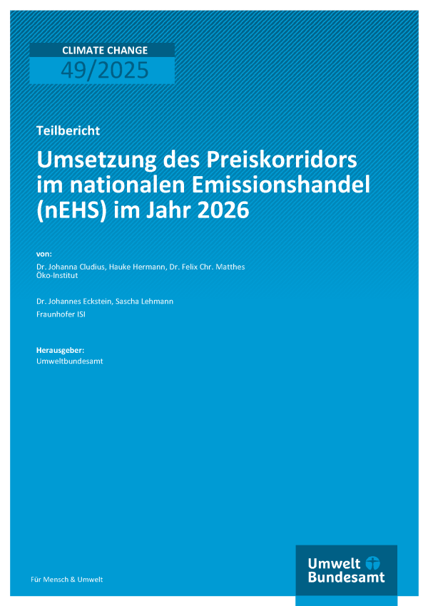 Cover des Berichts "Umsetzung des Preiskorridors im nationalen Emissionshandel (nEHS) im Jahr 2026"