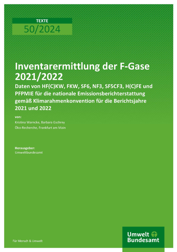 Cover des Berichts "Inventarermittlung der F-Gase 2021/2022"