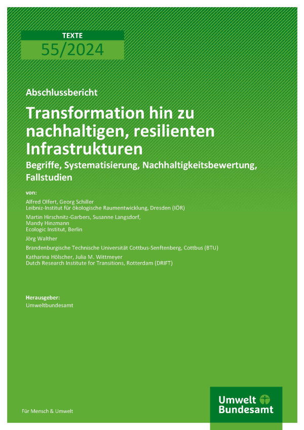 Cover des Berichts "Transformation hin zu nachhaltigen, resilienten Infrastrukturen"