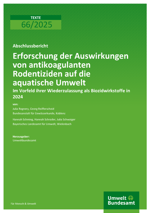Cover des Berichts "Erforschung der Auswirkungen von antikoagulanten Rodentiziden auf die  aquatische Umwelt"