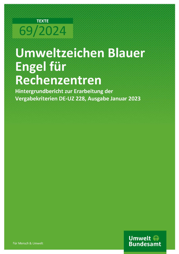 Cover des Berichts "Umweltzeichen Blauer Engel für Rechenzentren"