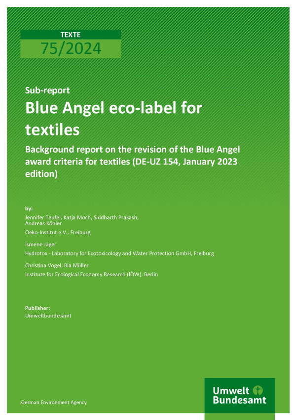 Cover of report "Blue Angel eco-label for textiles"