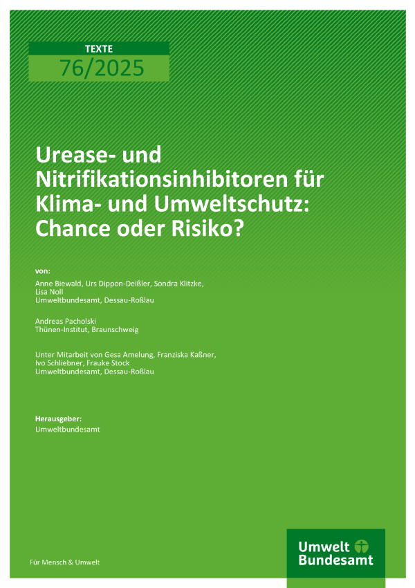 Cover des Berichts "Urease- und Nitrifikationsinhibitoren für Klima- und Umweltschutz: Chance oder Risiko?"