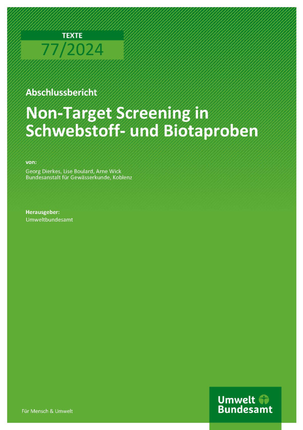 Cover des Berichts "Non-Target Screening in Schwebstoff- und Biotaproben"