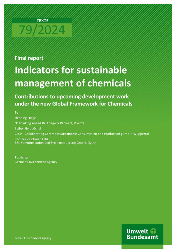 Cover of report "Indicators for sustainable management of chemicals"