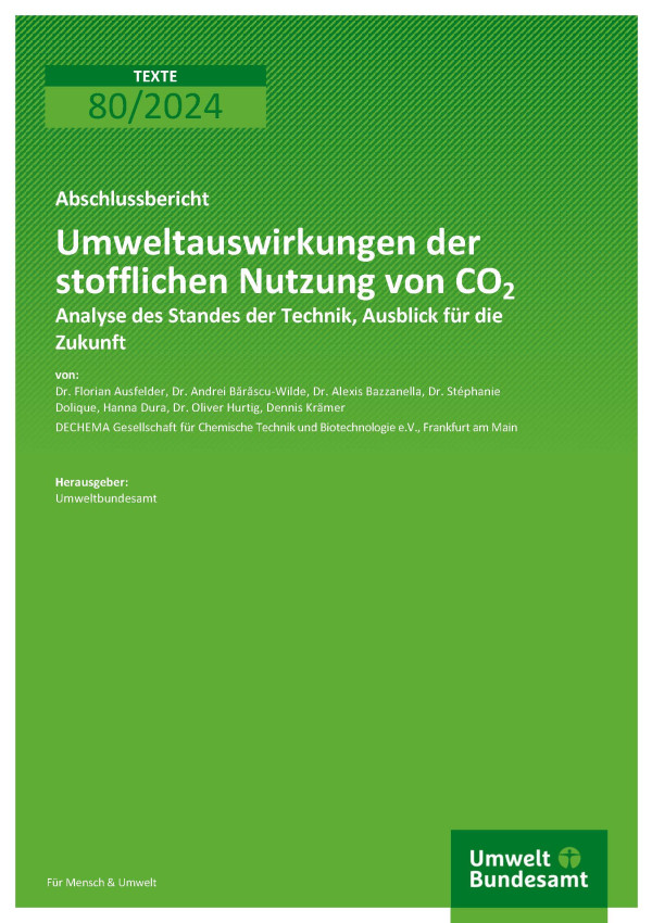 Cover des Berichts "Umweltauswirkungen der stofflichen Nutzung von CO2"