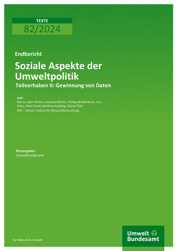 Cover des Berichts "Soziale Aspekte der Umweltpolitik"