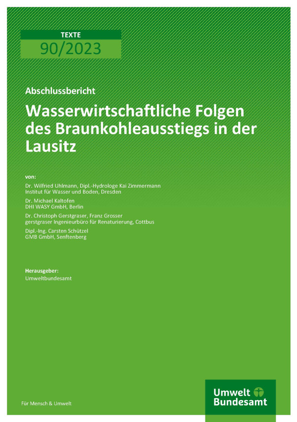 Cover des Berichts "Wasserwirtschaftliche Folgen des Braunkohleausstiegs in der Lausitz"