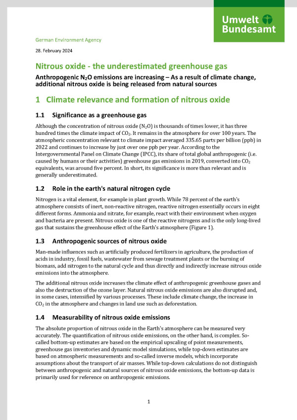 Cover of Factsheet "Nitrous oxide - the underestimated greenhouse gas"
