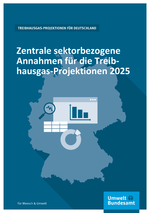 Cover des Berichts "Zentrale sektorbezogene Annahmen für die Treibhausgas-Projektionen 2025"