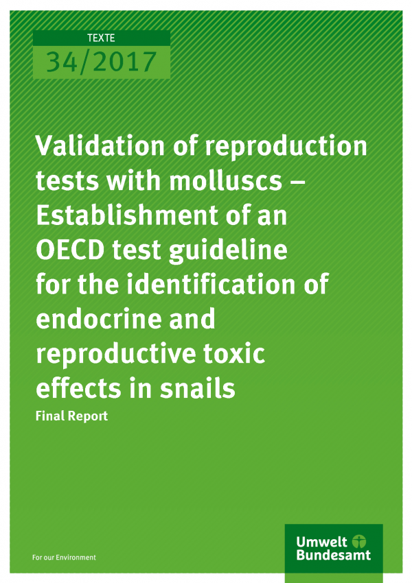 Cover of publikation Texte 34/2017 Validation of reproduction tests with molluscs