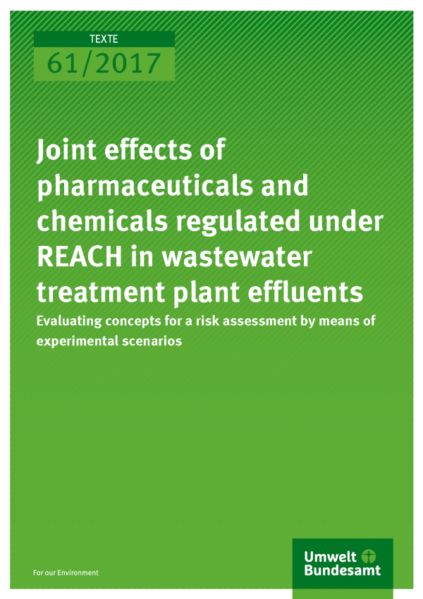 Cover of publication 61/2017 Joint effects of pharmaceuticals and chemicals regulated under REACH in wastewater treatment plant effluents – Evaluating concepts for a risk assessment by means of experimental scenarios