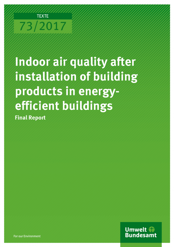 Cover of publication 73/2017 Indoor air quality after installation of building products in energy-efficient buildings