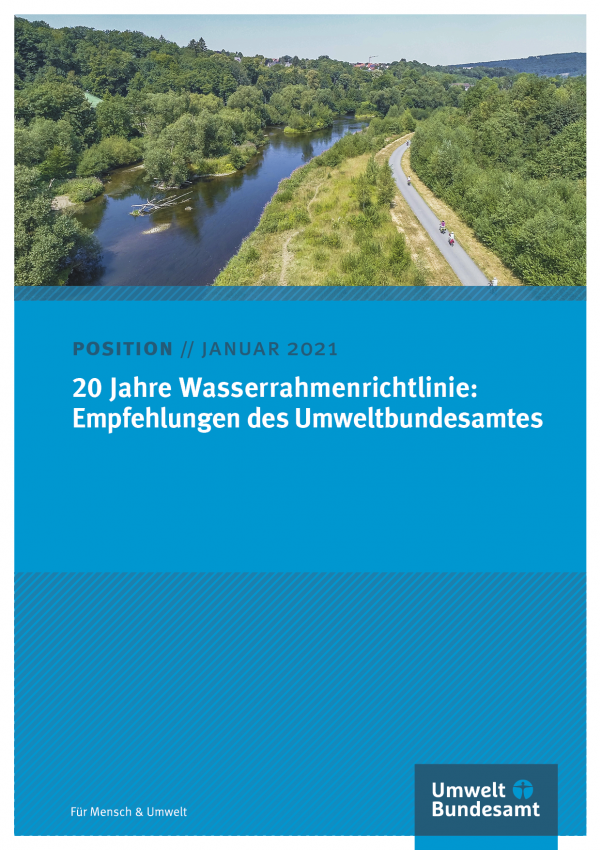 Cover des Positionspapiers 20 Jahre Wasserrahmenrichtlinie: Empfehlungen des Umweltbundesamtes