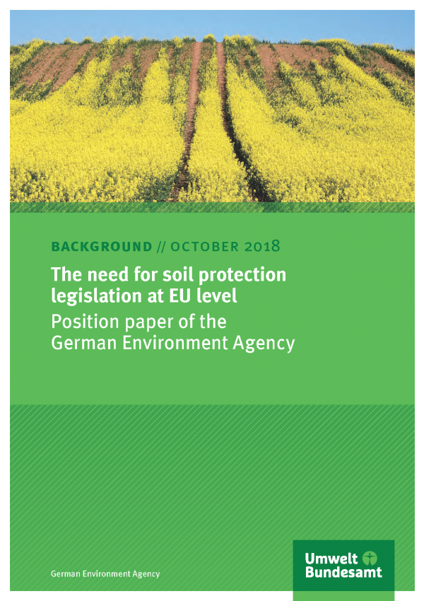 Cover of publication The need for soil protection legislation at EU level