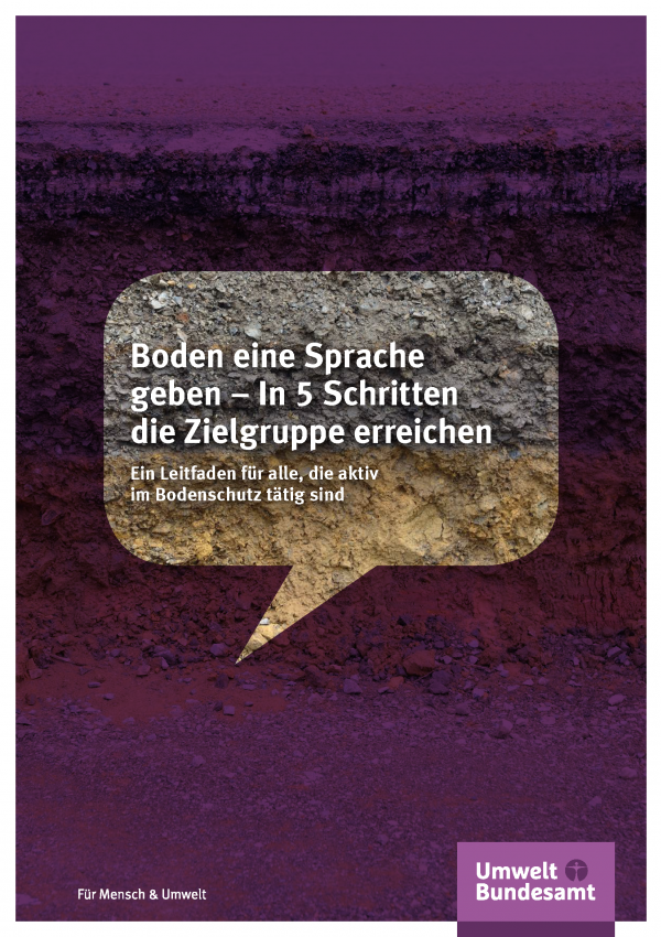 Cover der Fachbroschüre Boden eine Sprache geben – In 5 Schritten die Zielgruppe erreichen