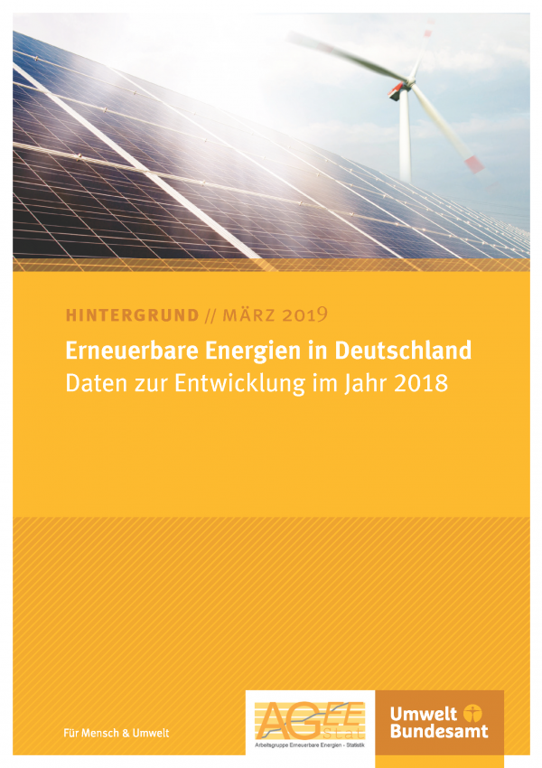 Cover des Hintergrundpapiers Erneuerbare Energien in Deutschland: Daten zur Entwicklung im Jahr 2018