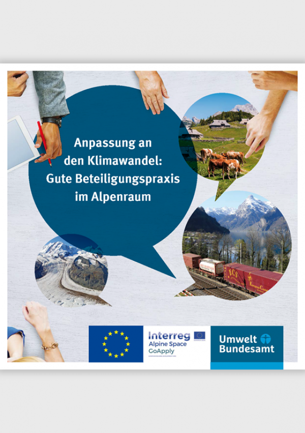 Cover des Handbuchs Anpassung an den Klimawandel: Gute Beteiligungspraxis im Alpenraum