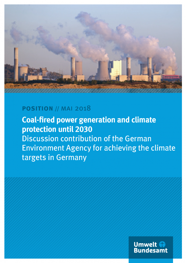 Cover of publication Postion Mai 2018 Coal-fired power generation and climate protection until 2030