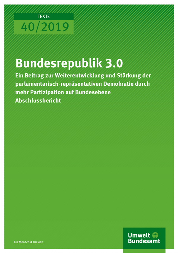 Cover der Publikation TEXTE 40/2019 Bundesrepublik 3.0
