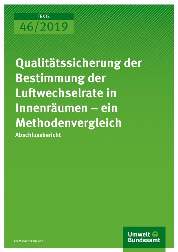 Cover der Publikation TEXTE 46/2019 Qualitätssicherung der Bestimmung der Luftwechselrate in Innenräumen – ein Methodenvergleich
