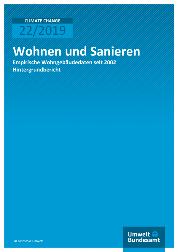Cover der Publikation CLIMATE CHANGE 22/2019 Wohnen und Sanieren - Empirische Wohngebäudedaten seit 2002