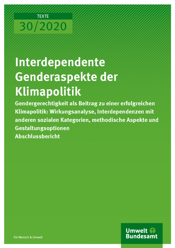 Cover der Publikation TEXTE 30/2020 Interdependente Genderaspekte der Klimapolitik