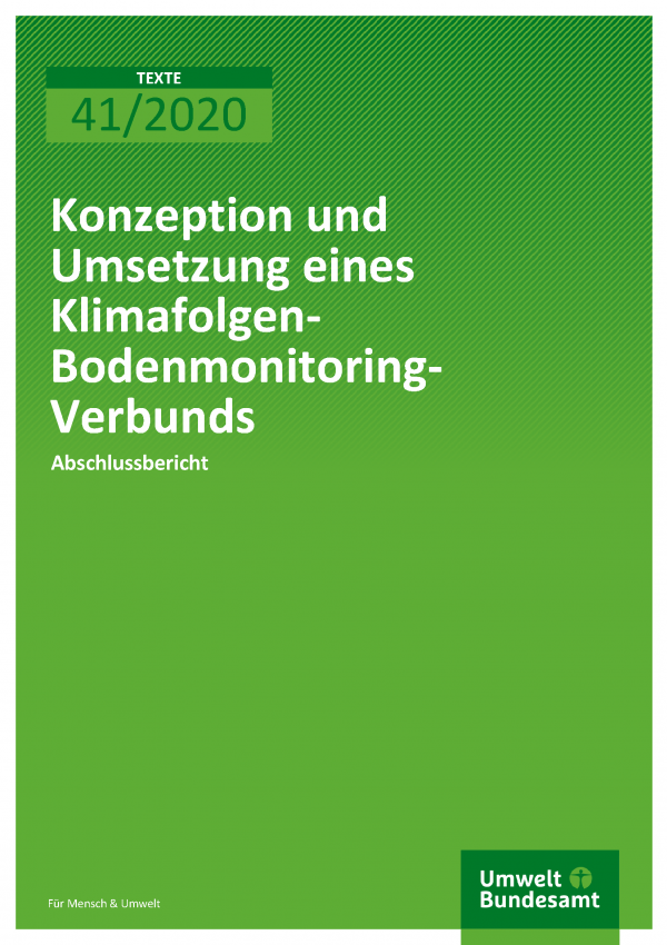 Cover der Publikation TEXTE 41/2020 Konzeption und Umsetzung eines Klimafolgen-Bodenmonitoring-Verbunds