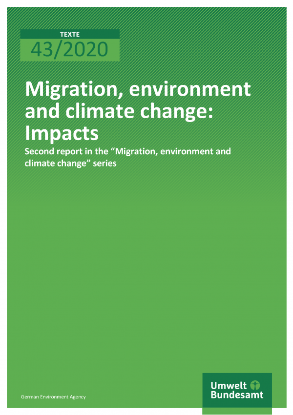 Cover der Publikation TEXTE 43/2020 Migration, environment and climate change: Impacts