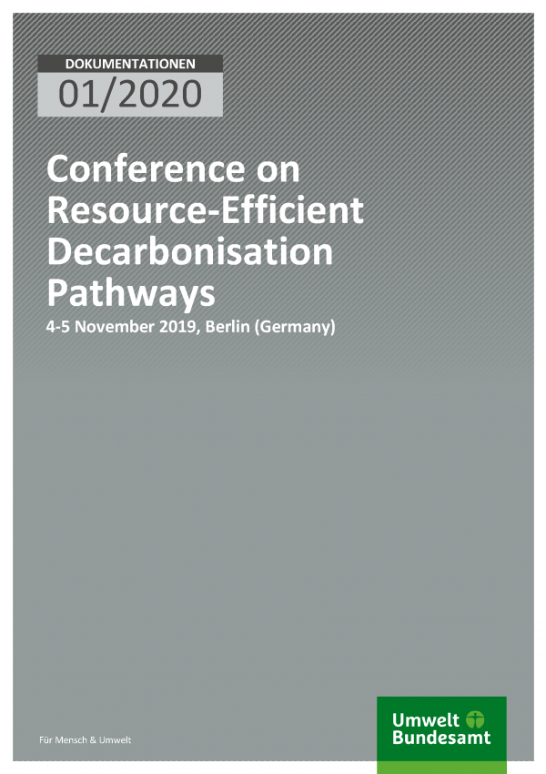 Cover of publication DOKUMENTATIONEN 01/2020 Conference on Resource-Efficient Decarbonisation Pathways