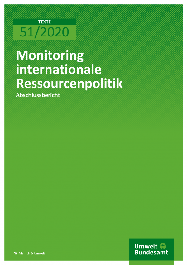 Cover der Publikation TEXTE 51/2020 Monitoring internationale Ressourcenpolitik