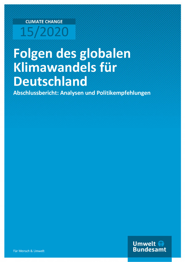Cover der Publikation CLIMATE CHANGE 15/2020 Folgen des globalen Klimawandels für Deutschland