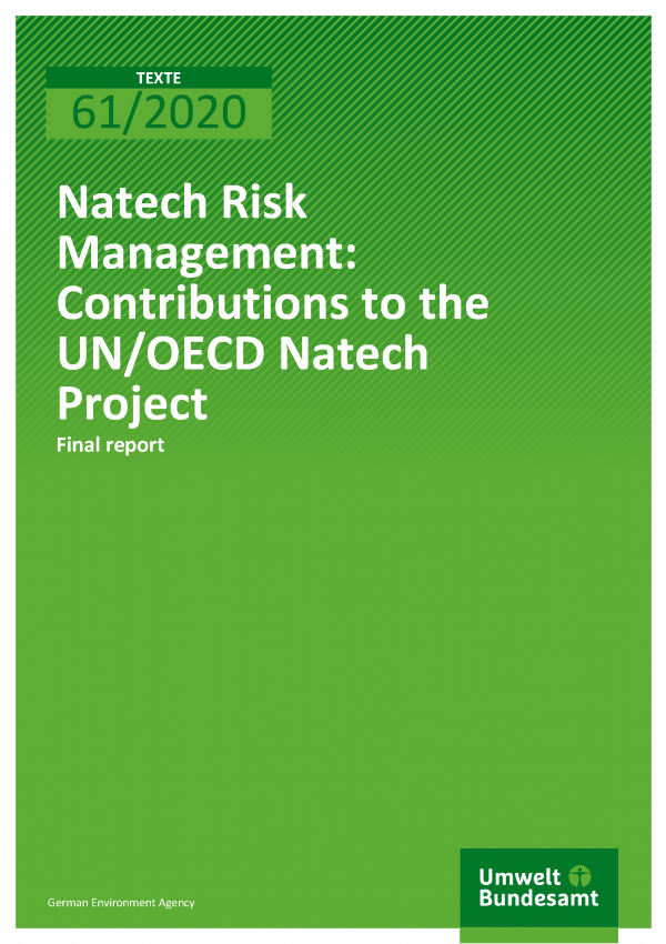 Cover of publication TEXTE 61/2020 Natech Risk Management: Contributions to the UN/OECD Natech Project
