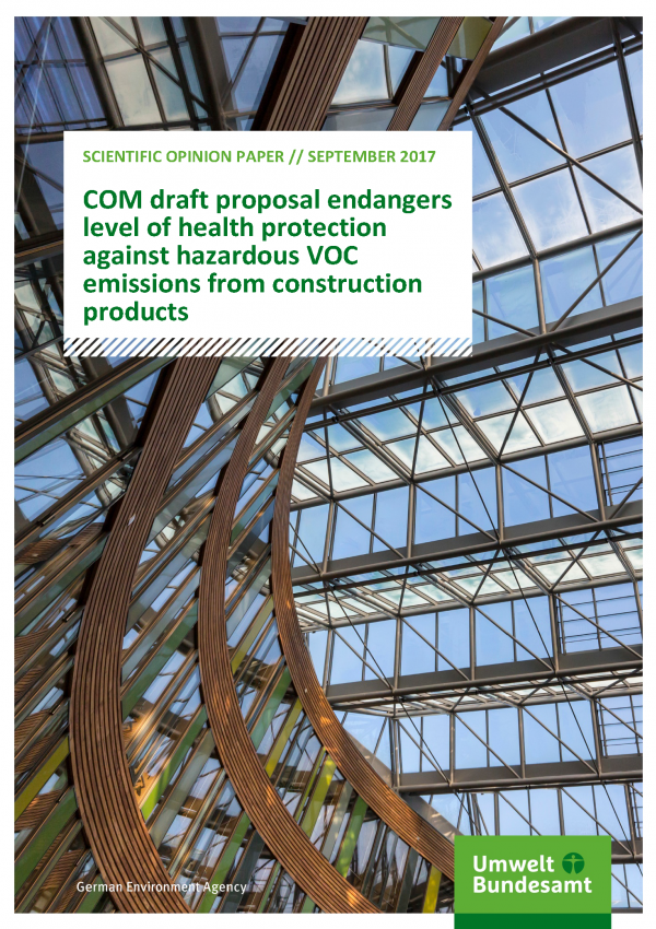 Cover of Scientific Opinion Paper COM draft proposal endangers level of health protection against hazardous VOC emissions from construction products