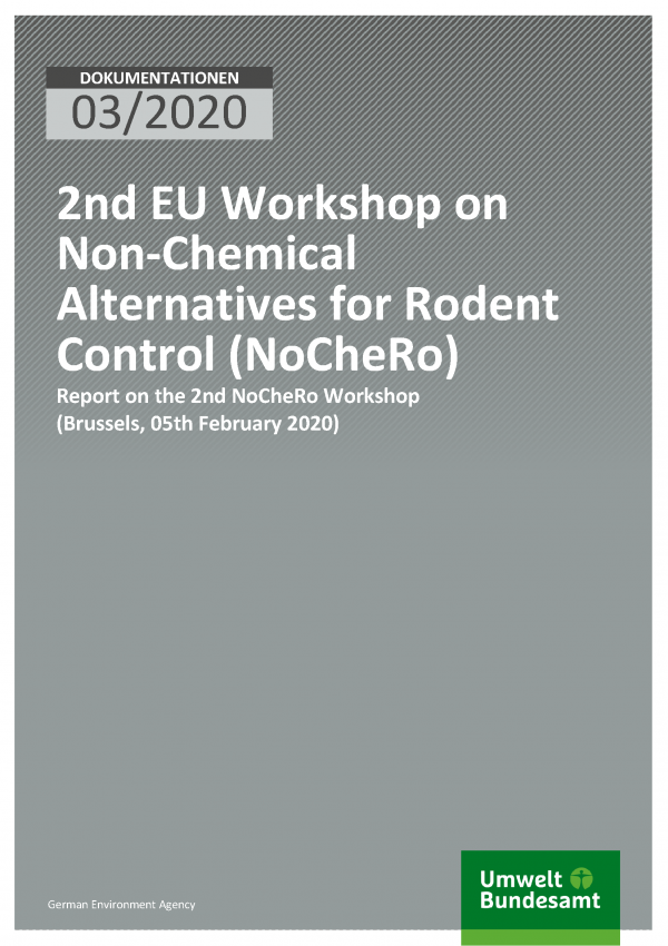 Cover of publication DOKUMENTATION 03/2020 2nd EU Workshop on Non-Chemical Alternatives for Rodent Control (NoCheRo)