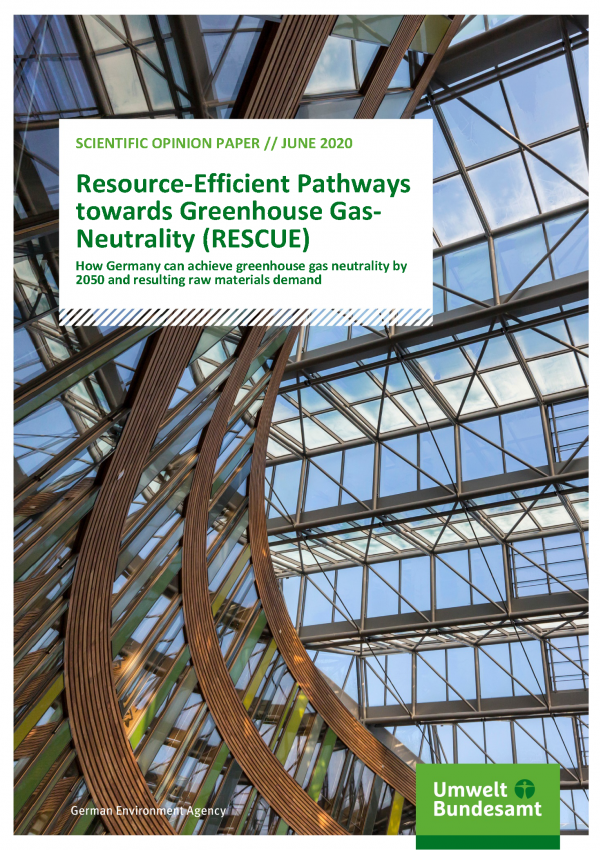 Cover of publication Scientific Opinion Paper Resource-Efficient Pathways towards Greenhouse Gas-Neutrality (RESCUE)