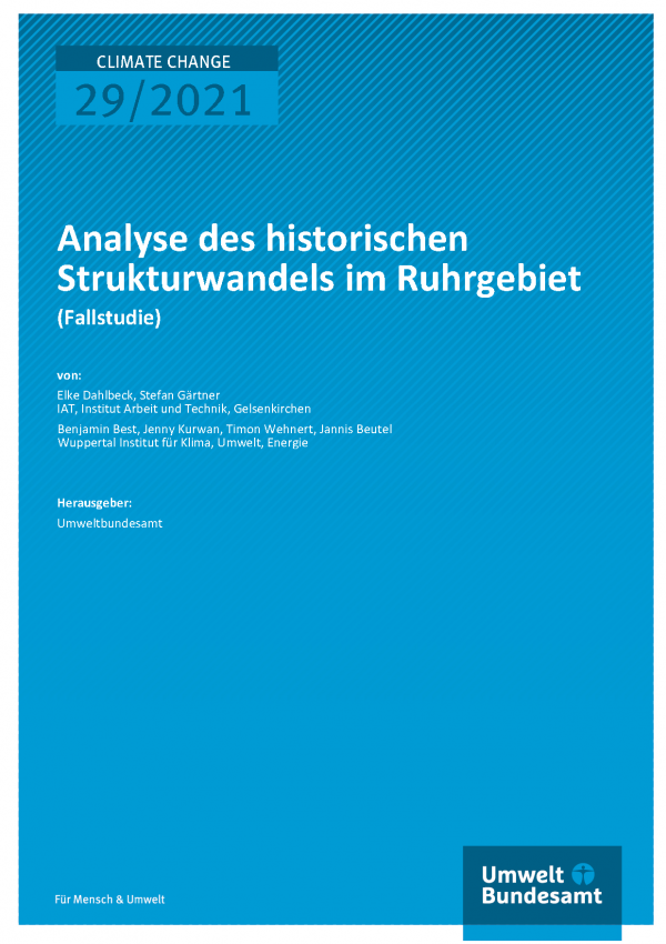 Cover der Publikation Climate Change 29/2021 Analyse des historischen Strukturwandels im Ruhrgebiet