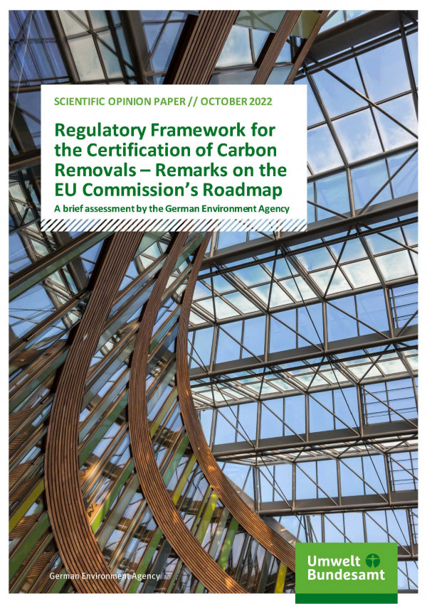 Cover of SOP Regulatory Framework for the Certification of Carbon Removals – Remarks on the EU Commission’s Roadmap