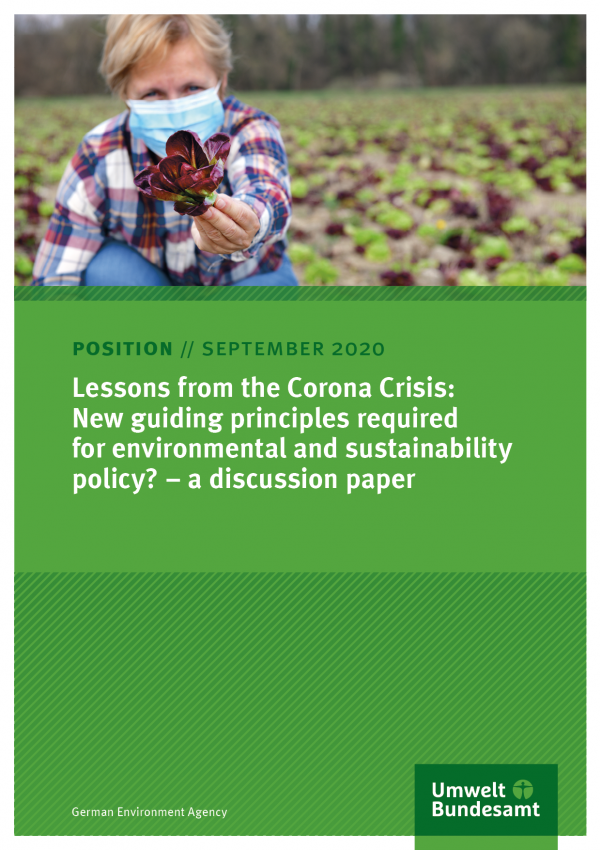 Cover of broschure Lessons from the Corona Crisis: New guiding principles required for environmental and sustainability policy? – a discussion paper