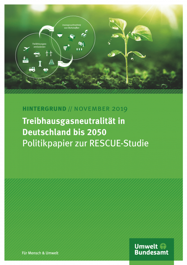 Cover des Hintergrundpapiers Treibhausgasneutralität in Deutschland bis 2050