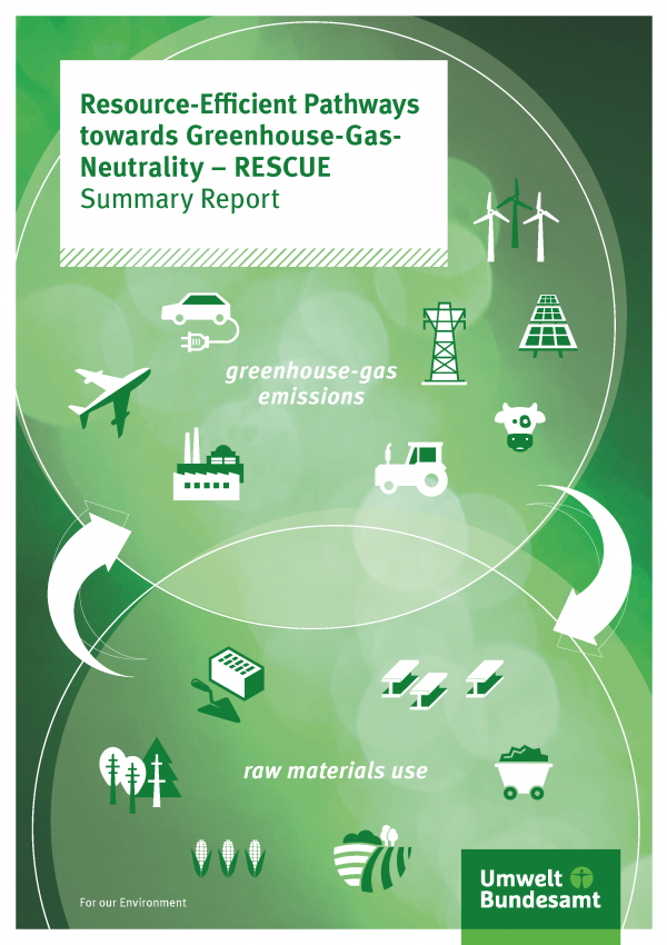 Cover of broschure Resource-Efficient Pathways towards Greenhouse-Gas- Neutrality – RESCUE
