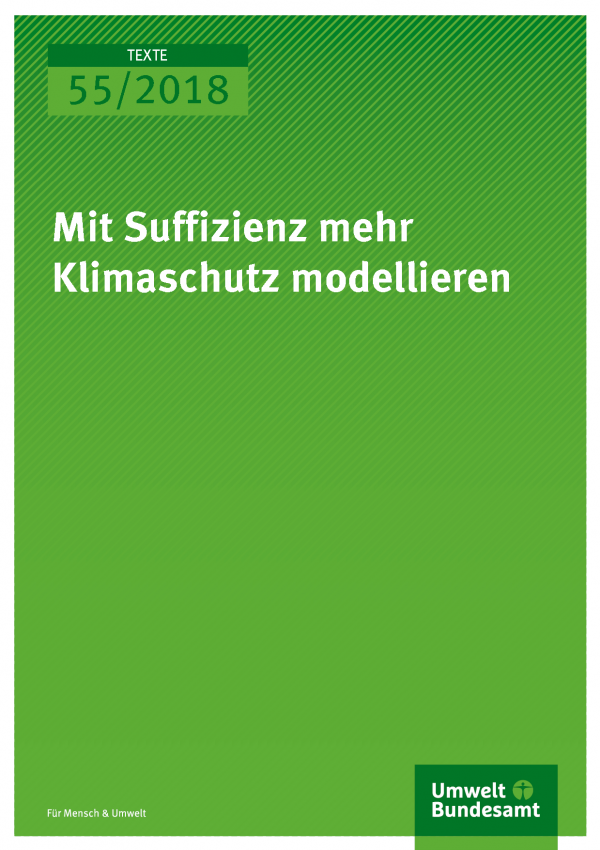 Cover der Publikation Texte 55/2018 Mit Suffizienz mehr Klimaschutz modellieren