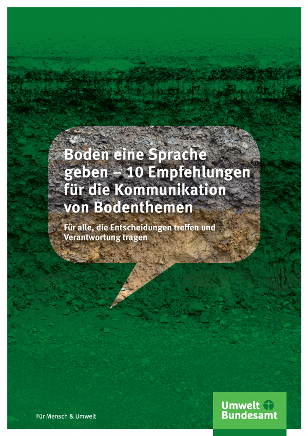 Cover der Fachbroschüre Boden eine Sprache geben – 10 Empfehlungen für die Kommunikation von Bodenthemen