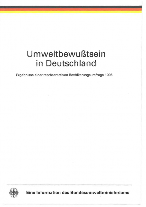 Cover der Broschüre Umweltbewußtsein in Deutschland 1996