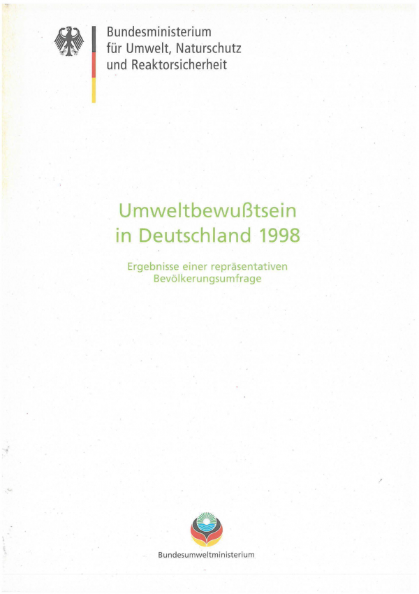 Cover der Broschüre Umweltbewußtsein in Deutschland 1998