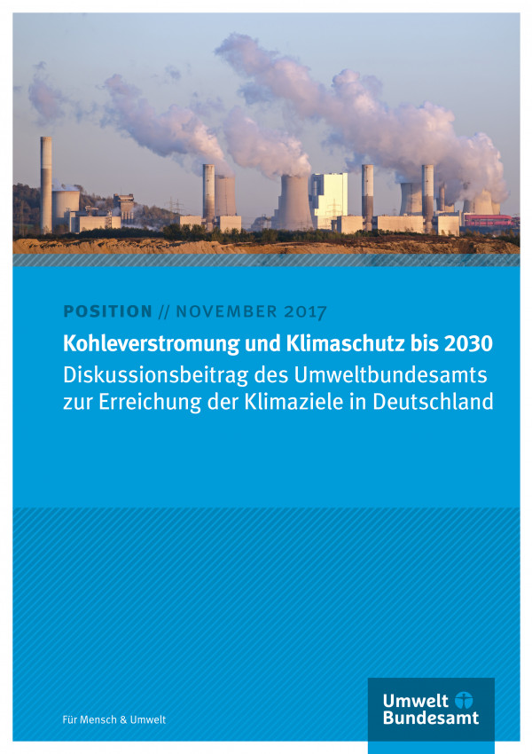 Cover des Positionspapiers Kohleverstromung und Klimaschutz bis 2030