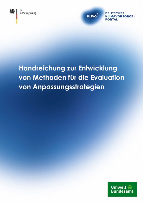 Titelseite der Publikation "Handreichung zur Entwicklung von Methoden für die Evaluation von Anpassungsstrategien"