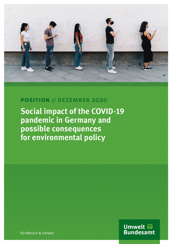 Cover of position paper Social impact of the COVID-19 pandemic in Germany and possible consequences for environmental policy